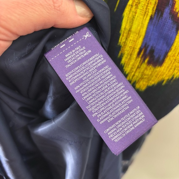 Ralph Lauren Vilgot Ikat-Print Evening Dress Womens 6 Purple Label Made in Italy - Picture 8 of 16